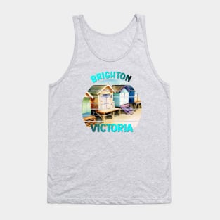 Brighton Victoria Australia Retro Vintage Sunset Beach Boxes Tank Top